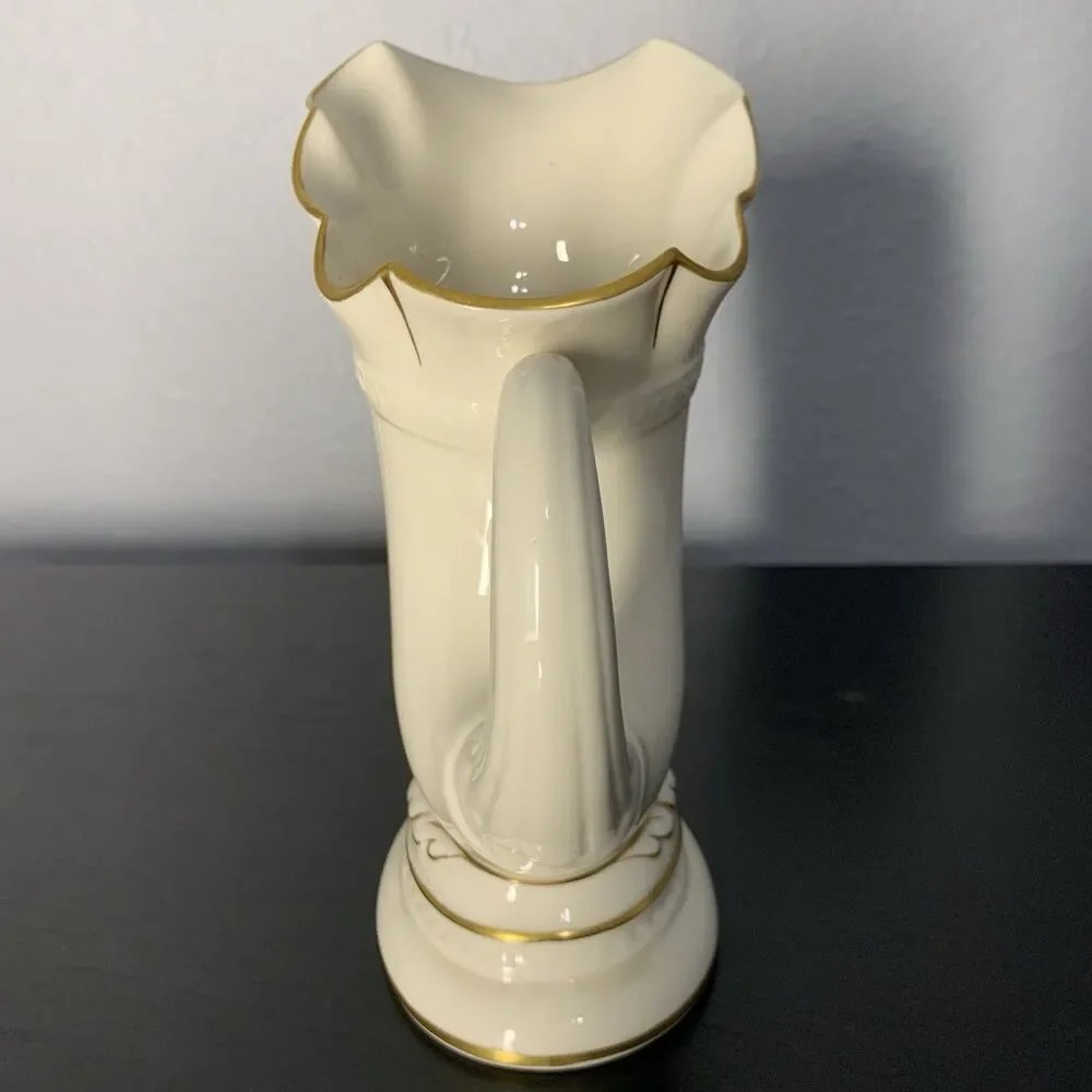 Lenox Cornucopia Horn of Plenty Vase Green Mark Gold Trim Vintage Before 1953